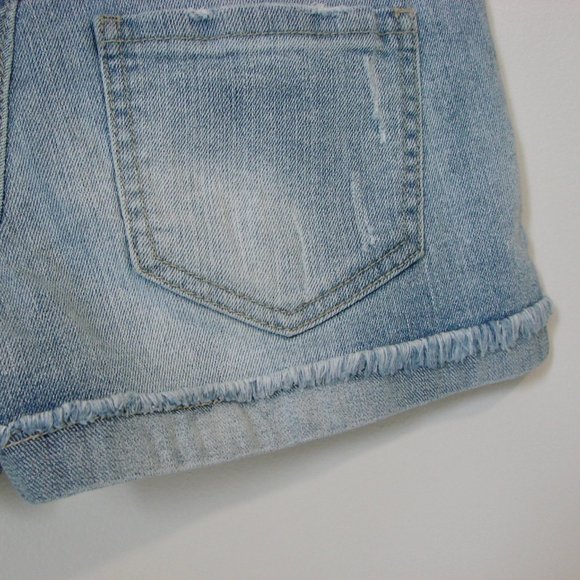 Vintage Y2K Denim Jean Shorts Micro Low Rise Stars Frayed Hem LEI Size 1 or 26 - Picture 12 of 13